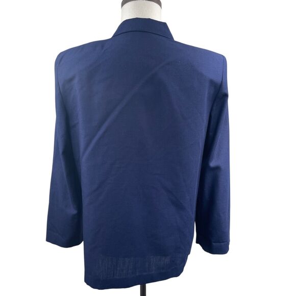VTG 80s Sag Harbor Navy One Button Blazer L Office Siren Corpcore Shoulder Pads - Picture 5 of 9